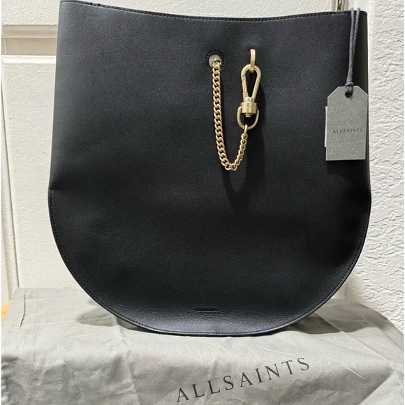 All Saints Bags Nwt All Saints Beaumont Embossed Leather Hobo Bag Black Poshmark